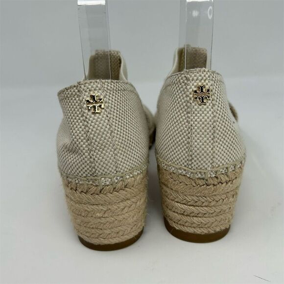 Tory Burch Women's White Cream Espadrille Wedge Sandals Size 9 Summer Casual - Picture 7 of 12
